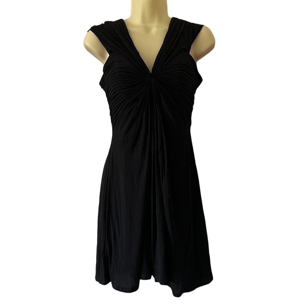 BCBG MaxAzria Classic LBD Black Knit Dress Woman Size Small Pleated Draped Lined